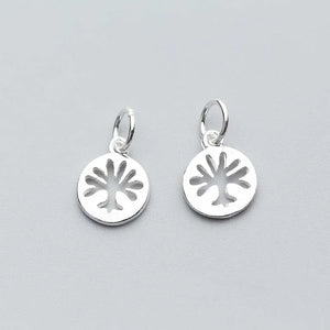 925 Sterling Silver Round Life Tree Charms 9mm Dangle Pendant