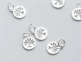 925 Sterling Silver Round Life Tree Charms 9mm Dangle Pendant