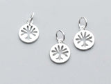 925 Sterling Silver Round Life Tree Charms 9mm Dangle Pendant