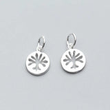 925 Sterling Silver Round Life Tree Charms 9mm Dangle Pendant