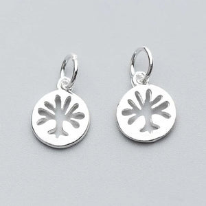 925 Sterling Silver Round Life Tree Charms 9mm Dangle Pendant