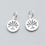 925 Sterling Silver Round Life Tree Charms 9mm Dangle Pendant