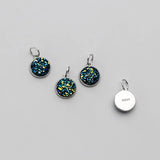 925 Sterling Silver Round Circle Charms 9mm Starry Sky Pendants
