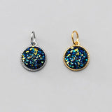 925 Sterling Silver Round Circle Charms 9mm Starry Sky Pendants