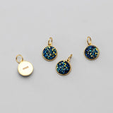 925 Sterling Silver Round Circle Charms 9mm Starry Sky Pendants