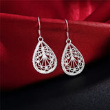 925 Silver Water Drop Pendant Necklace Earrings Set for Women