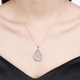 925 Silver Water Drop Pendant Necklace Earrings Set for Women