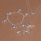 925 Silver Starfish Jewelry Set for Women Party Christmas