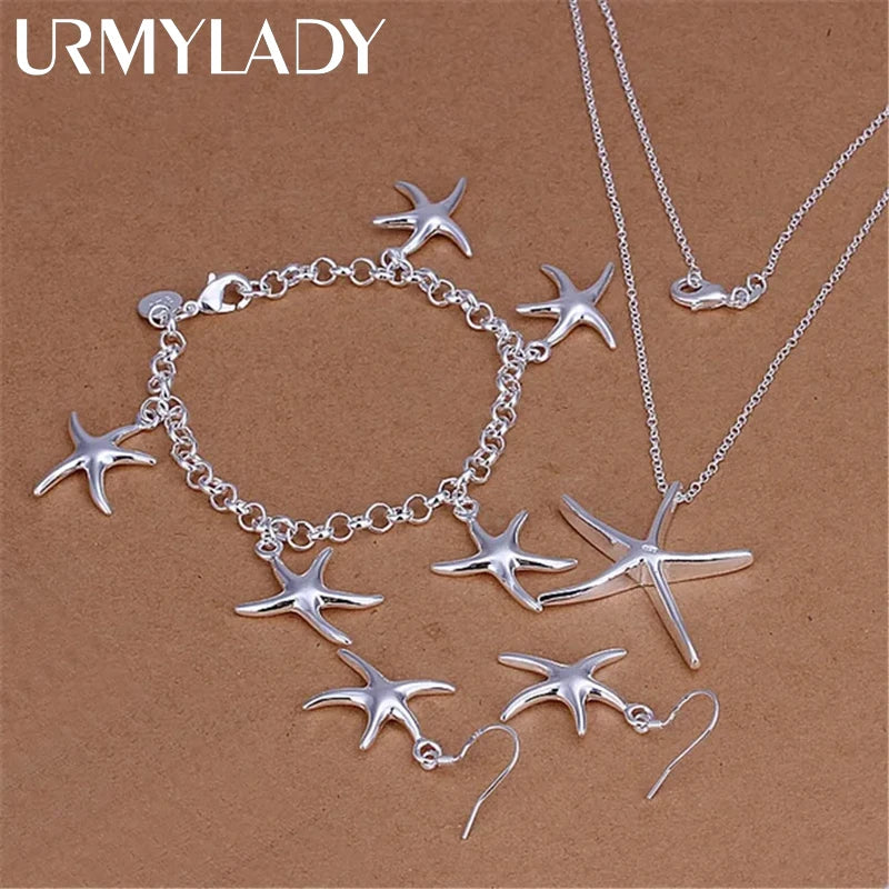 925 Sterling Silver Starfish Jewelry Set for Women