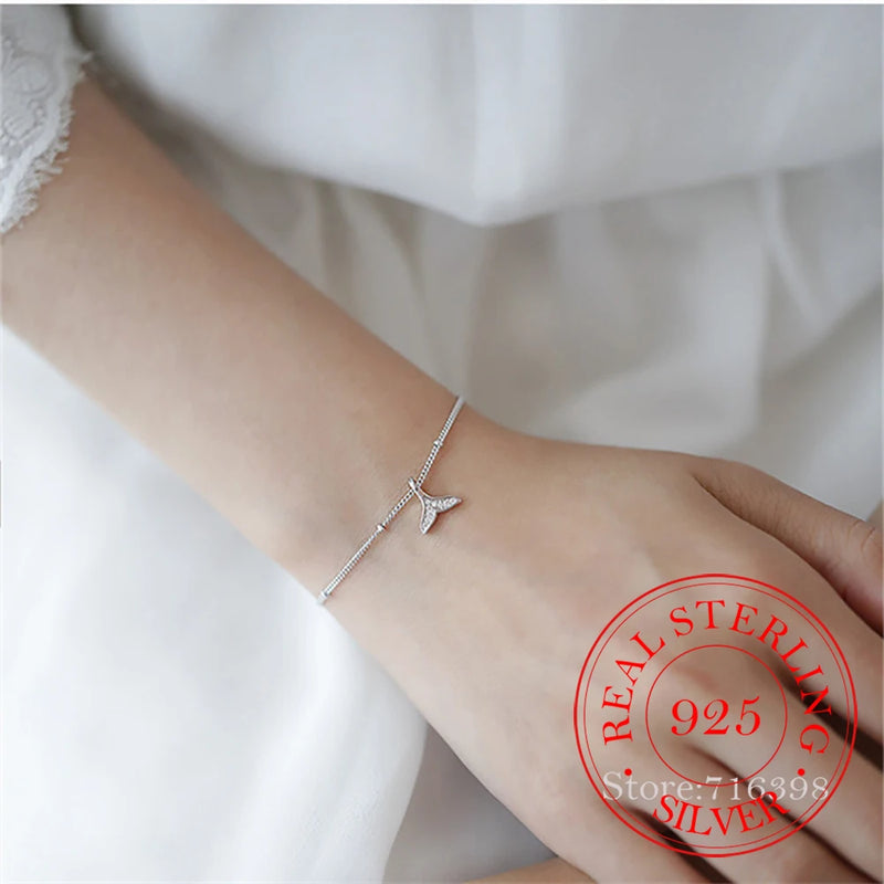 925 Silver Crystal Charm Bracelet for Women Girl