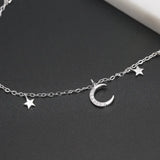 925 Silver Crystal Star Moon Bracelet Bangle Women Wedding Jewelry