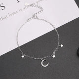 925 Silver Crystal Star Moon Bracelet Bangle Women Wedding Jewelry