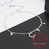 925 Silver Crystal Star Moon Bracelet Bangle Women Wedding Jewelry