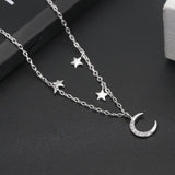 925 Silver Crystal Star Moon Bracelet Bangle Women Wedding Jewelry