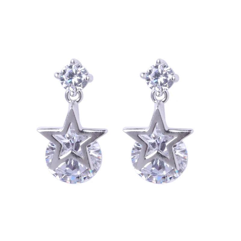 925 Silver Star Stud Earrings Wedding Jewelry