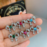 925 Silver Princess Bowknot Butterfly Crystal Earrings