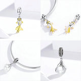 925 Silver Princess Crown Heart Love Lock CZ Pendant Beads