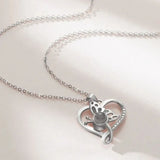 925 Silver Photo Projection Necklace Heart Butterfly Pendant