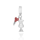 925 Silver Proposal Ring Wine Tailor Pendant DIY Beads for Charm Bracelet
