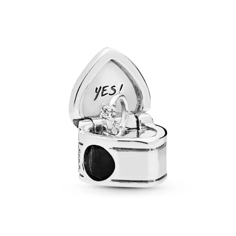 925 Silver Proposal Ring Wine Tailor Pendant DIY Beads for Charm Bracelet