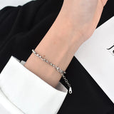 925 Sterling Silver Punk Retro Thick Chain Bracelet Women Street Fashion