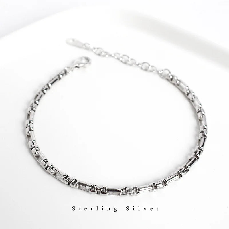 925 Sterling Silver Punk Retro Thick Chain Bracelet Women Street Fashion