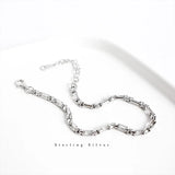 925 Sterling Silver Punk Retro Thick Chain Bracelet Women Street Fashion