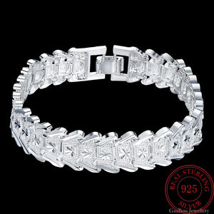 925 Sterling Silver Punk Chain Bracelet Retro Bangle Women Jewelry
