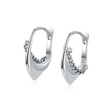 925 Silver Geometric Chain Ear Buckle Heart Shape Hoop Earrings
