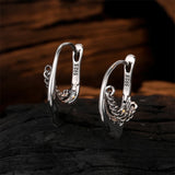925 Silver Geometric Chain Ear Buckle Heart Shape Hoop Earrings