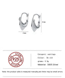 925 Silver Geometric Chain Ear Buckle Heart Shape Hoop Earrings