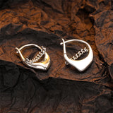 925 Silver Geometric Chain Ear Buckle Heart Shape Hoop Earrings