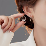 925 Silver Geometric Chain Ear Buckle Heart Shape Hoop Earrings