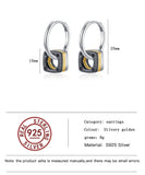 925 Silver Punk Square Ring Drop Earrings Vintage Personality Ear Buckle