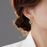 925 Silver Punk Square Ring Drop Earrings Vintage Personality Ear Buckle