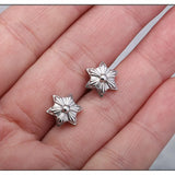 925 Silver Hexagram Earrings Unisex Rock Hip Hop Style