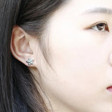 925 Silver Hexagram Earrings Unisex Rock Hip Hop Style