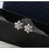 925 Silver Hexagram Earrings Unisex Rock Hip Hop Style