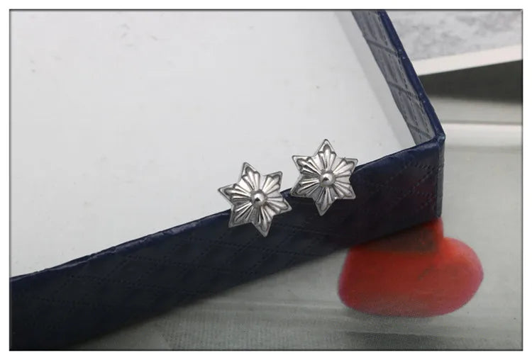925 Silver Hexagram Earrings Unisex Rock Hip Hop Style