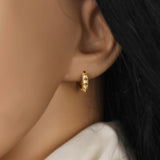 925 Silver Punk Rivet Zircon Hoop Earring