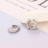 925 Silver Punk Rivet Zircon Hoop Earring