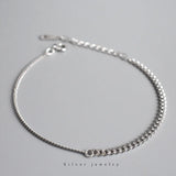925 Silver Punk Splicing Chain Bracelet Women Classic Party Jewelry