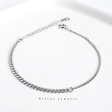 925 Silver Punk Splicing Chain Bracelet Women Classic Party Jewelry