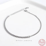 925 Silver Punk Splicing Chain Bracelet Women Classic Party Jewelry