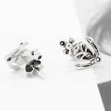 925 Silver Punk Skeleton Studs Earring Gothic Skull Earring Hip Hop Ear Stud