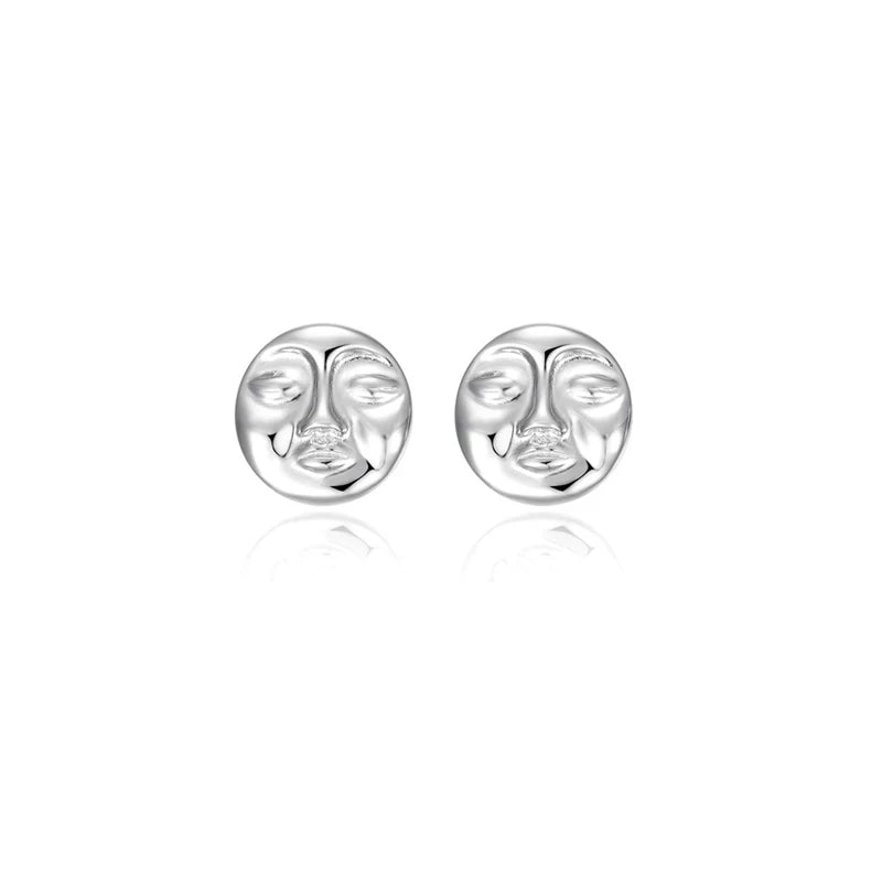 925 Silver Punk Weird Face Stud Earrings