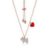 925 Silver Puppy & Red Heart Pendant Necklace Birthday Gift Jewelry