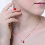 925 Silver Puppy & Red Heart Pendant Necklace Birthday Gift Jewelry