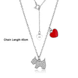 925 Silver Puppy & Red Heart Pendant Necklace Birthday Gift Jewelry