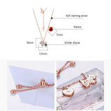 925 Silver Puppy & Red Heart Pendant Necklace Birthday Gift Jewelry